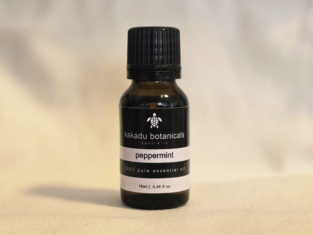Peppermint Essential Oil bottle - Kakadu Botanicals, minimalist Australian natural product image